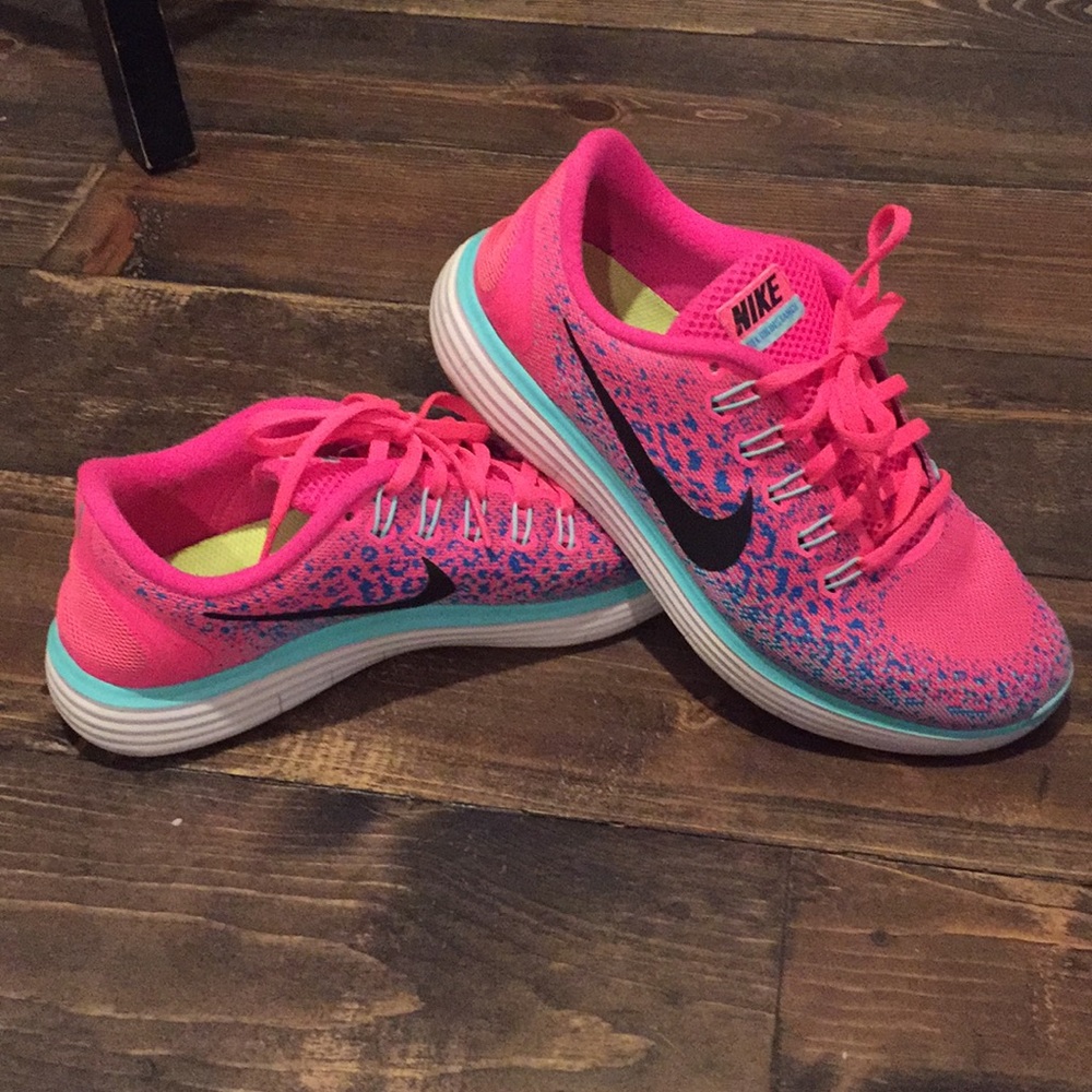 Bright pink Nike Free Run